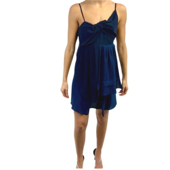MM Couture Navy Two-Tone Spaghetti Strap Cocktail Dress, Small - Picture 1 of 15